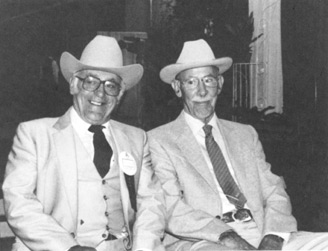 Bill Munson (left) with Jimmie Dean at the 1983 Crabbet Symposium Denver, Colorado. Carolyn Hasbrook photo.
