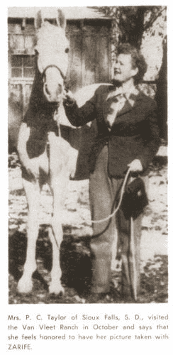 Zarife with Mrs. P C Taylor when she visited Van Vleet Ranch.